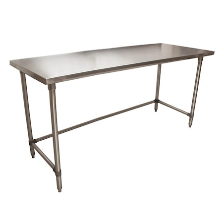 Bk Resources Work Table Open Base, 16/304 Stainless Steel, Plastic Feet 72"Wx30"D CVTOB-7230